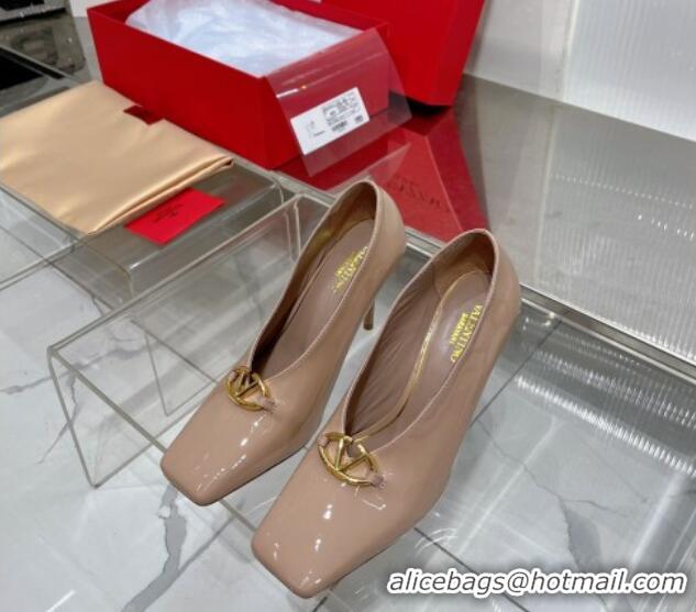 Popular Style Valentino The Bold Edition VLogo Pumps 9.5cm in Patent Leather Nude 0227027