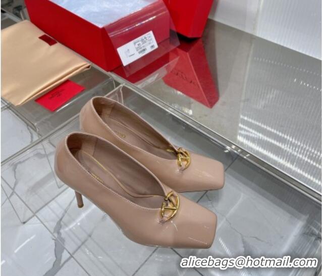 Popular Style Valentino The Bold Edition VLogo Pumps 9.5cm in Patent Leather Nude 0227027