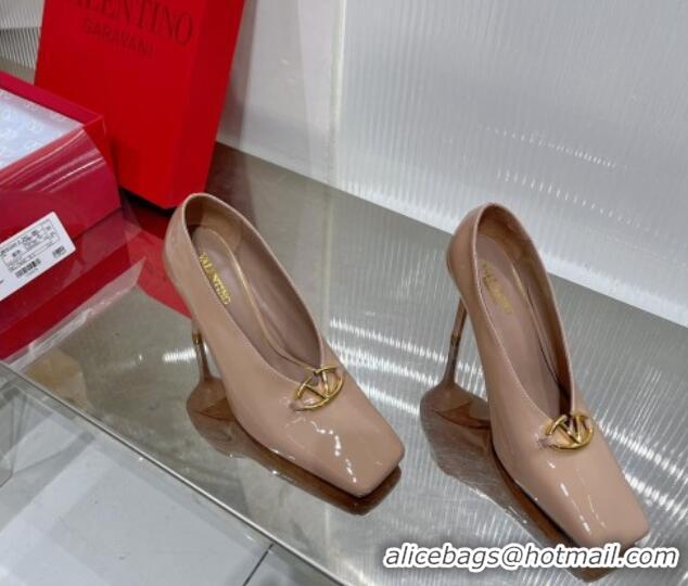 Popular Style Valentino The Bold Edition VLogo Pumps 9.5cm in Patent Leather Nude 0227027