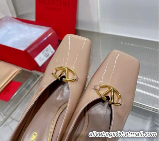 Popular Style Valentino The Bold Edition VLogo Pumps 9.5cm in Patent Leather Nude 0227027