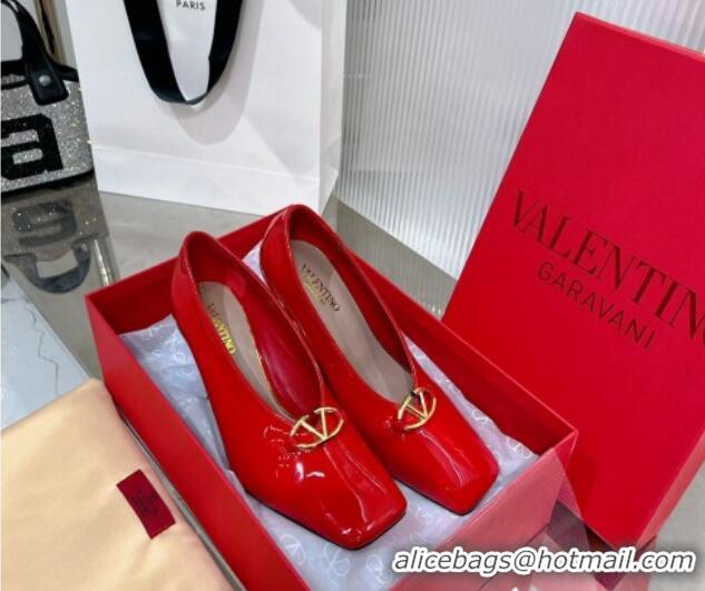 Perfect Valentino The Bold Edition VLogo Pumps 9.5cm in Patent Leather Red 0227028