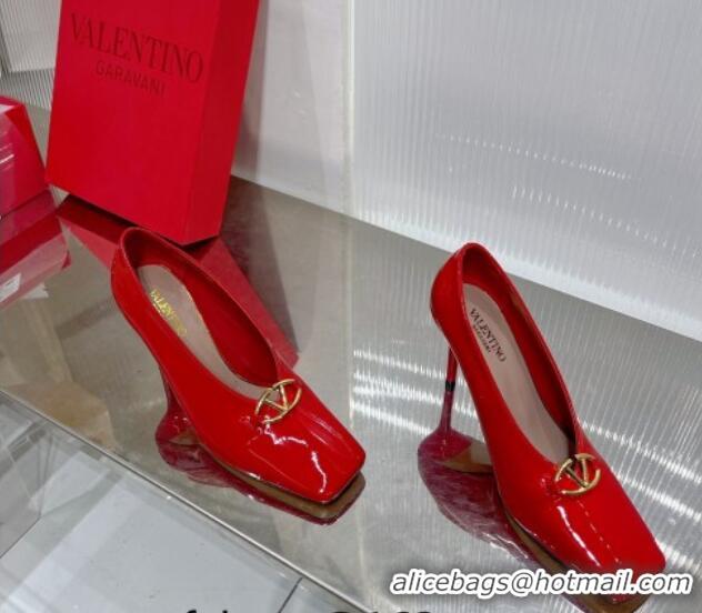 Perfect Valentino The Bold Edition VLogo Pumps 9.5cm in Patent Leather Red 0227028