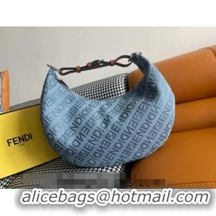 Buy Discount Fendi Medium Fendigraphy Hobo Bag Charm in F8101 Light Blue Denim 2023