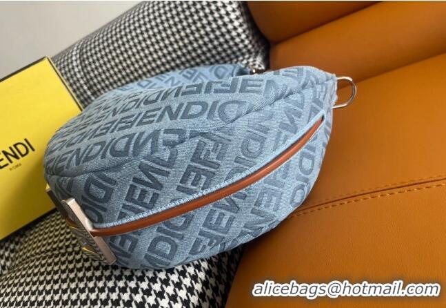 Buy Discount Fendi Medium Fendigraphy Hobo Bag Charm in F8101 Light Blue Denim 2023