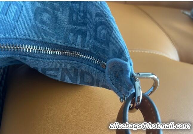 Buy Discount Fendi Medium Fendigraphy Hobo Bag Charm in F8101 Light Blue Denim 2023