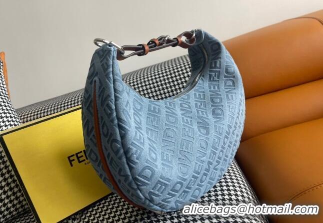 Buy Discount Fendi Medium Fendigraphy Hobo Bag Charm in F8101 Light Blue Denim 2023