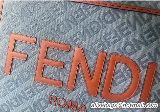 Cheapest Fendi Sunshine Medium Tote Bag Charm in Denim F8103 Light Blue 2023