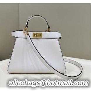 Grade Design Fendi Peekaboo Iseeu Small Bag in Calfskin Leather 80011A White 2023 Top