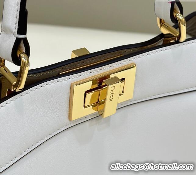 Grade Design Fendi Peekaboo Iseeu Small Bag in Calfskin Leather 80011A White 2023 Top