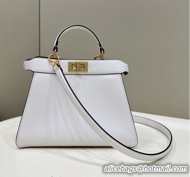 Grade Design Fendi Peekaboo Iseeu Small Bag in Calfskin Leather 80011A White 2023 Top