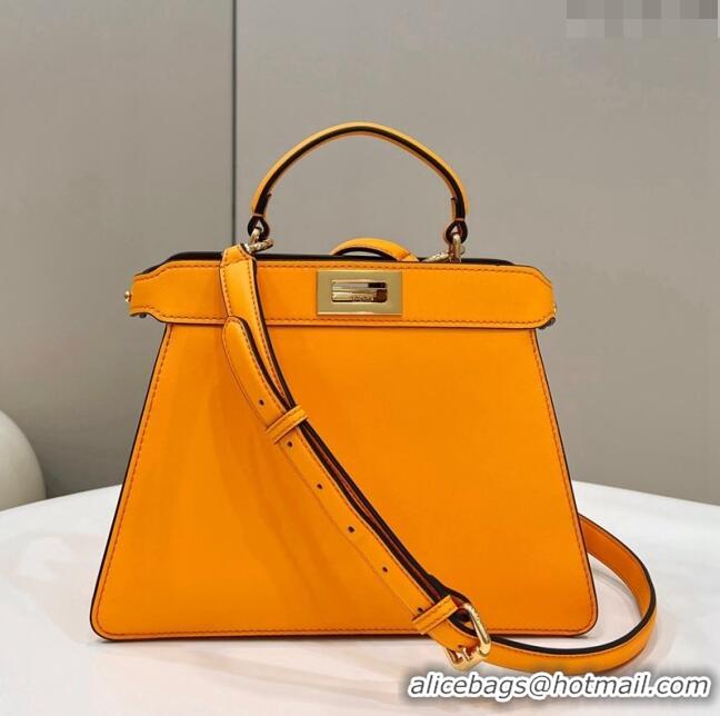 Affordable Price Fendi Peekaboo Iseeu Small Bag in Calfskin Leather 80011A Orange 2023 Top