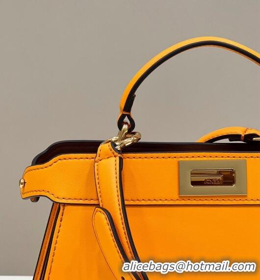 Affordable Price Fendi Peekaboo Iseeu Small Bag in Calfskin Leather 80011A Orange 2023 Top