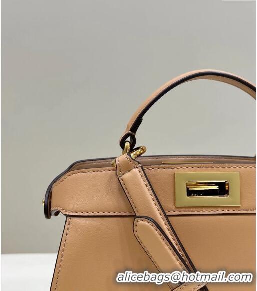 Buy Fashionable Fendi Peekaboo Iseeu Small Bag in Calfskin Leather 80011A Apricot 2023 Top