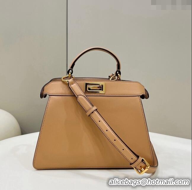 Buy Fashionable Fendi Peekaboo Iseeu Small Bag in Calfskin Leather 80011A Apricot 2023 Top