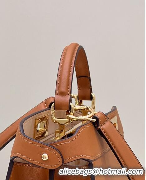 New Design Fendi Peekaboo Iseeu Small Bag in Calfskin Leather 80011A Tan Brown 2023 Top