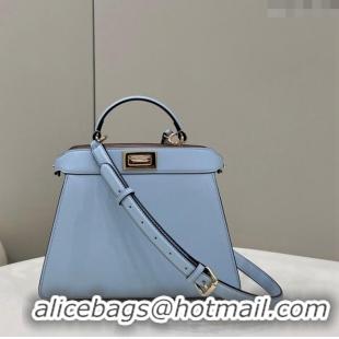 Luxurious Fendi Peekaboo Iseeu Small Bag in Calfskin Leather 80011A Light Blue 2023 Top