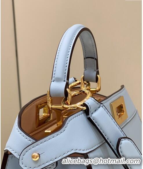 Luxurious Fendi Peekaboo Iseeu Small Bag in Calfskin Leather 80011A Light Blue 2023 Top