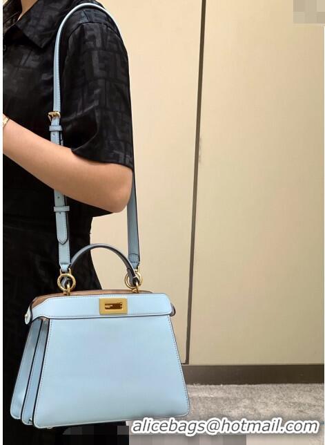 Luxurious Fendi Peekaboo Iseeu Small Bag in Calfskin Leather 80011A Light Blue 2023 Top