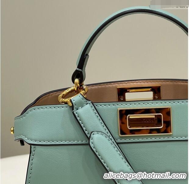 New Fashion Fendi Peekaboo Iseeu Small Bag in Calfskin Leather 80011A Light Green 2023 Top