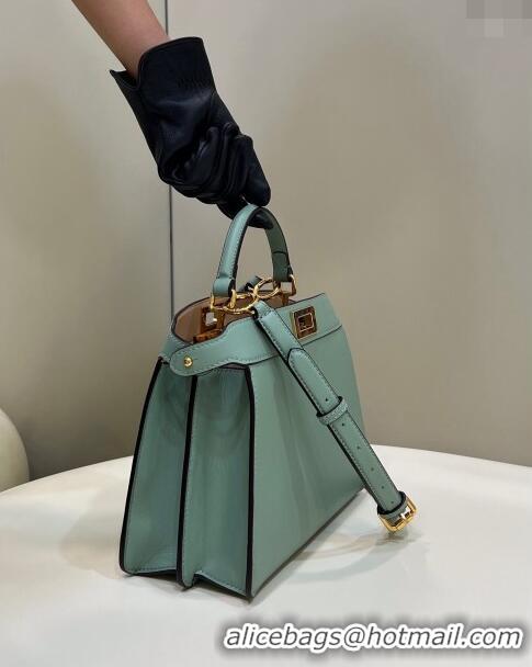 New Fashion Fendi Peekaboo Iseeu Small Bag in Calfskin Leather 80011A Light Green 2023 Top