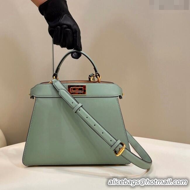 New Fashion Fendi Peekaboo Iseeu Small Bag in Calfskin Leather 80011A Light Green 2023 Top