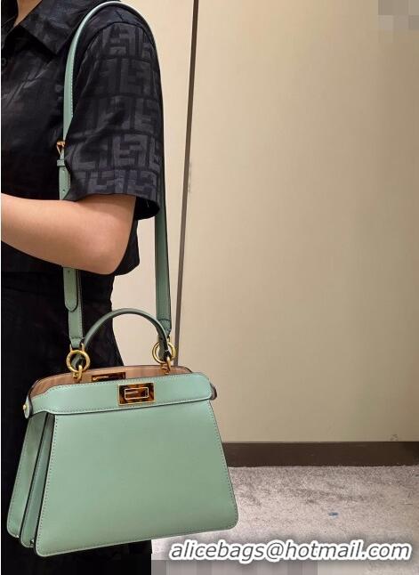 New Fashion Fendi Peekaboo Iseeu Small Bag in Calfskin Leather 80011A Light Green 2023 Top