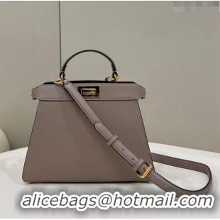 Shop Best Fendi Peekaboo Iseeu Small Bag in Calfskin Leather 80011A Grey 2023 Top