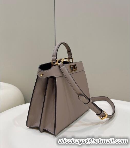 Shop Best Fendi Peekaboo Iseeu Small Bag in Calfskin Leather 80011A Grey 2023 Top