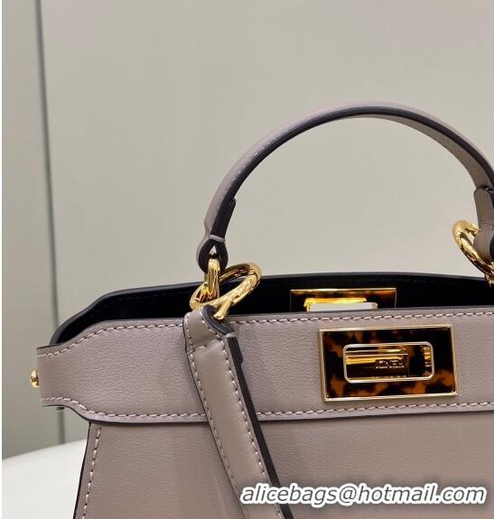 Shop Best Fendi Peekaboo Iseeu Small Bag in Calfskin Leather 80011A Grey 2023 Top