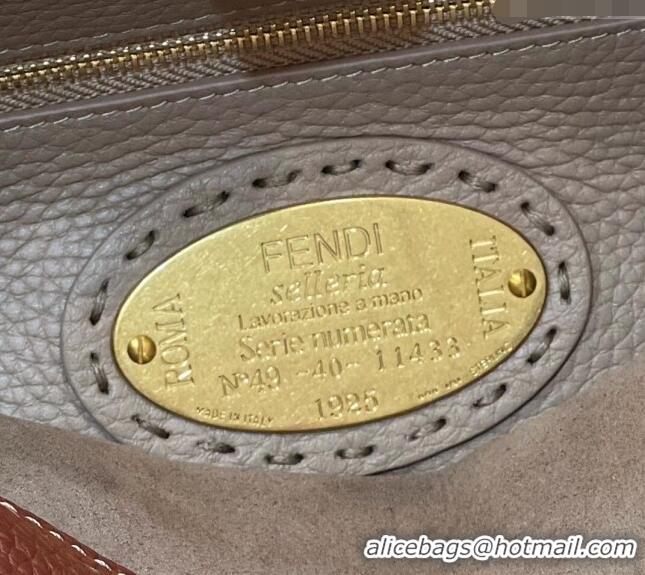 Promotional Fendi Peekaboo Mini Bag in Grained Leather and Snakeskin with Oversized topstitching 8551 Dark Brown 2023 to