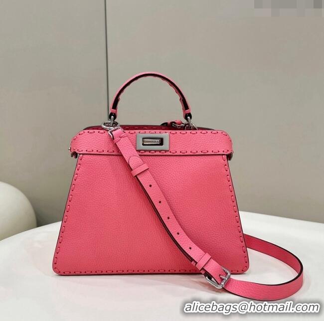 Buy Discount Fendi Peekaboo ISeeU Small Bag in Grained Leather with Oversized topstitching 80133 Pink 2023 top