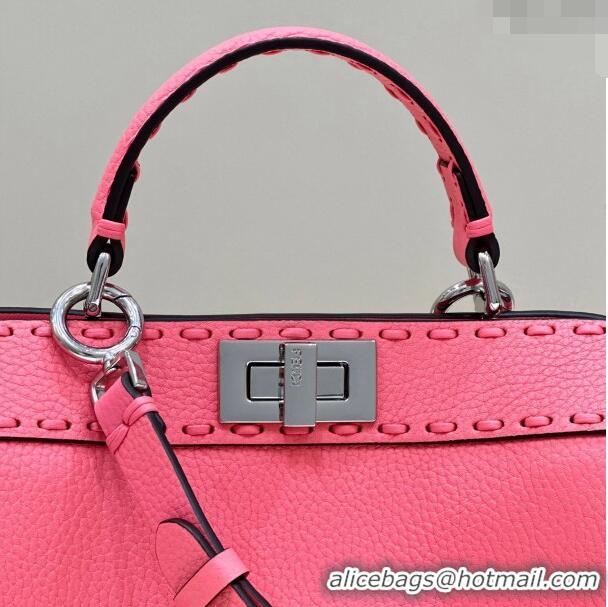 Buy Discount Fendi Peekaboo ISeeU Small Bag in Grained Leather with Oversized topstitching 80133 Pink 2023 top