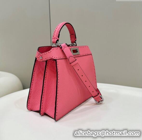 Buy Discount Fendi Peekaboo ISeeU Small Bag in Grained Leather with Oversized topstitching 80133 Pink 2023 top