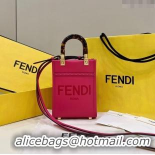 Super Quality Fendi Mini Sunshine Leather Shopper Bag F1901 Rosy 2024