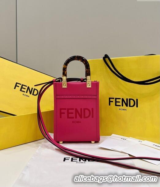 Super Quality Fendi Mini Sunshine Leather Shopper Bag F1901 Rosy 2024