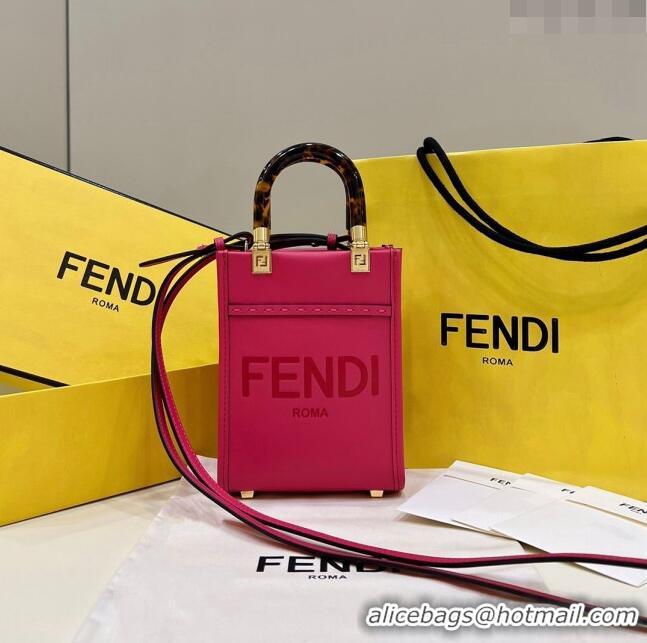 Super Quality Fendi Mini Sunshine Leather Shopper Bag F1901 Rosy 2024