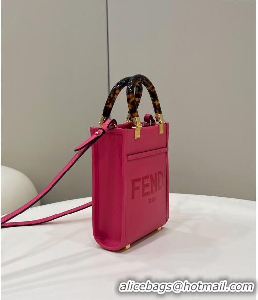 Super Quality Fendi Mini Sunshine Leather Shopper Bag F1901 Rosy 2024