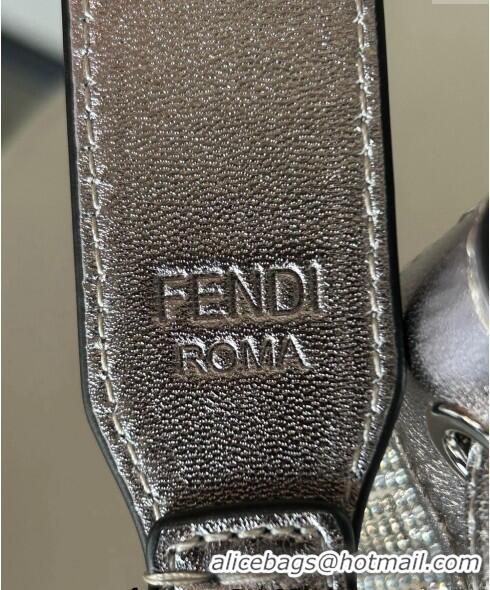 Buy Inexpensive Fendi Mon Tresor Mini Bucket Bag in leather with crystal FF motif F8070 Silver 2024