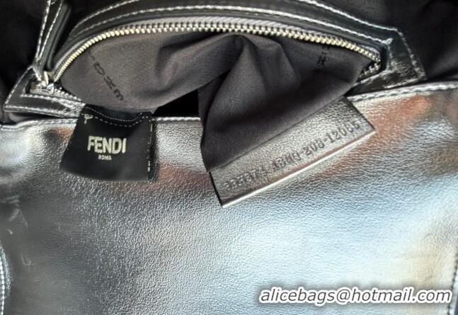 Super Quality Fendi Baguette Medium Bag in leather with crystal FF motif F8071 Silver 2024