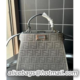 Popular Style Fendi Peekaboo ISeeU Small Bag in Silver leather with crystal FF motif F8073 2024