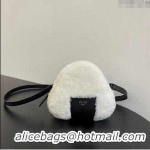 Inexpensive Fendi Shearling Mini Bag F0118 White/Black 2024