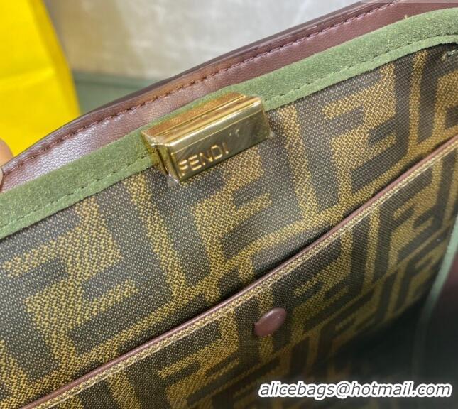 Luxurious Grade Fendi Peekaboo Small Tote Bag in Suede with Strap F8081 Green 2024