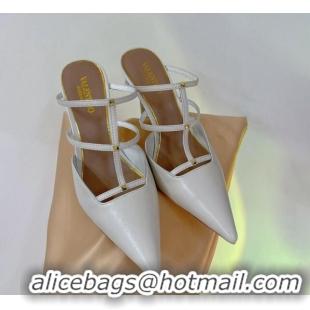 Pretty Style Valentino Rockstud Wispy Calfskin Heel Mules 9cm White 0227038