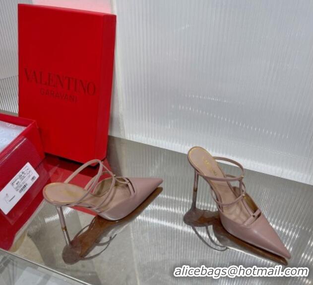 Discount Fashion Valentino Rockstud Wispy Calfskin Heel Mules 9cm Nude 0227040