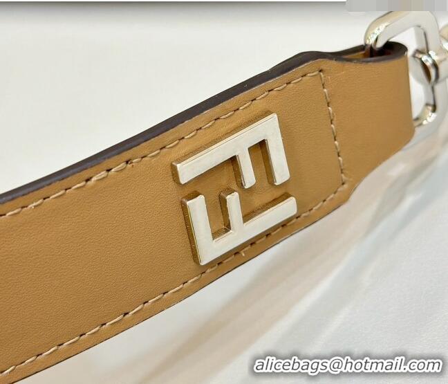 Inexpensive Fendi After Slim Messenger Bag in FF Fabric and Leather F8631 Beige/Apricot 2024