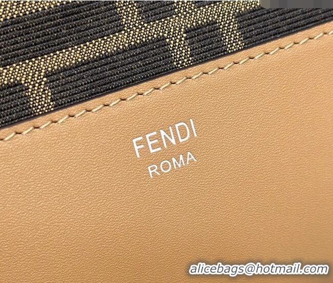 Inexpensive Fendi After Slim Messenger Bag in FF Fabric and Leather F8631 Beige/Apricot 2024