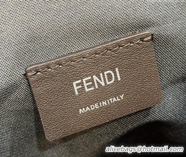 Inexpensive Fendi After Slim Messenger Bag in FF Fabric and Leather F8631 Beige/Apricot 2024