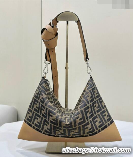 Inexpensive Fendi After Slim Messenger Bag in FF Fabric and Leather F8631 Beige/Apricot 2024