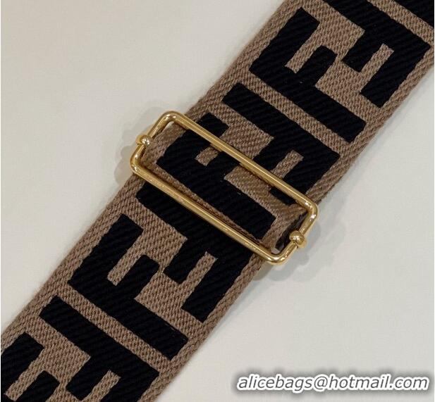 Inexpensive Fendi Strap You Canvas FF Shoulder Strap 140cm F907 Brown/Black 2024