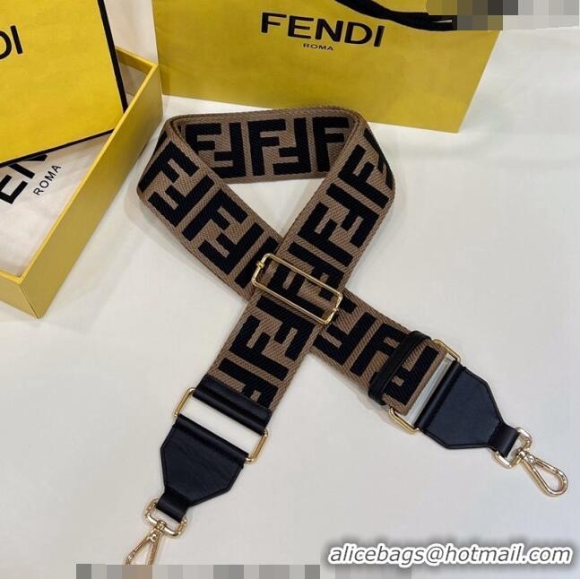 Inexpensive Fendi Strap You Canvas FF Shoulder Strap 140cm F907 Brown/Black 2024